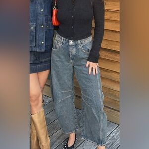 Free People Gray Wide Leg Jeans